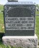 Emanuel Zimmerman, Mary Jane Zimmerman (born Hathaway), Alice Zimmerman and Harry Marshall Zimmerman Cemetery Headstone