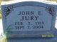 John Edward Jury Cemetery Headstone