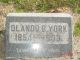 Orlando B York Cemetery Headstone at Hillside Cemetery